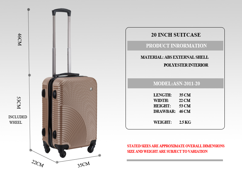 20 inch suitcase in cm