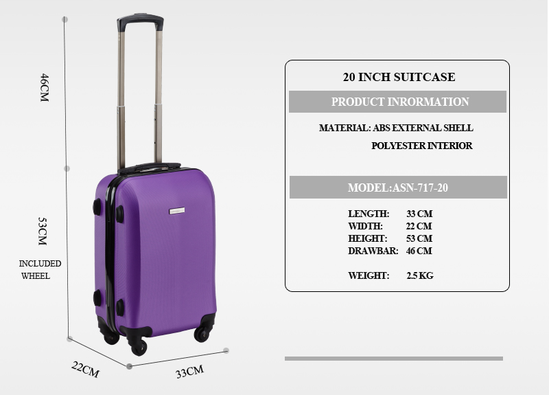 20 inch suitcase in cm