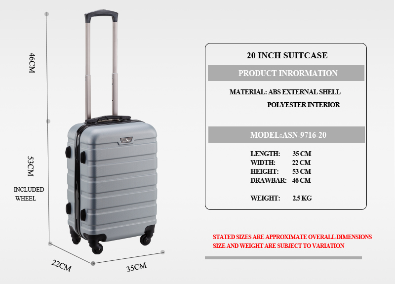 luggage size cabin inch