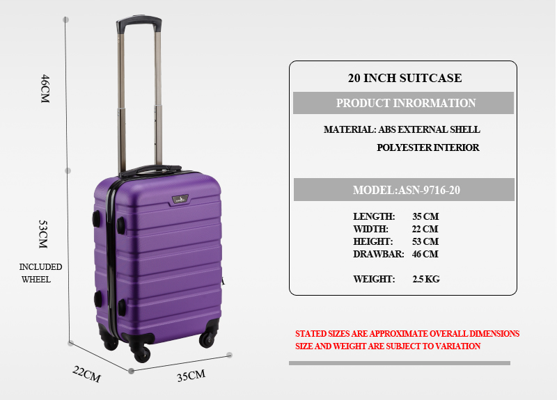 20 inch suitcase in cm